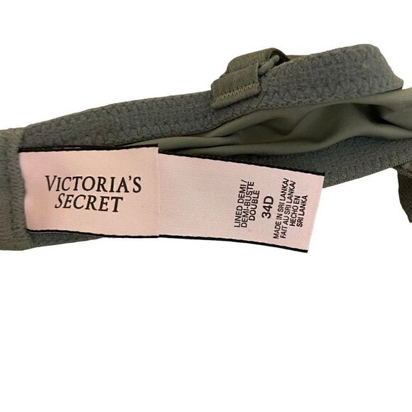Victoria’s Secret Lined Demi Demi Buste Doibel Bra Green Size 34D - Picture 3 of 3
